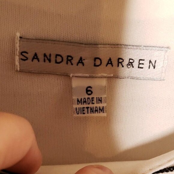 Sandra Darren Womens Black White 3/4 Sleeve Abstract Bodycon Midi Dress 6 - Picture 5 of 7